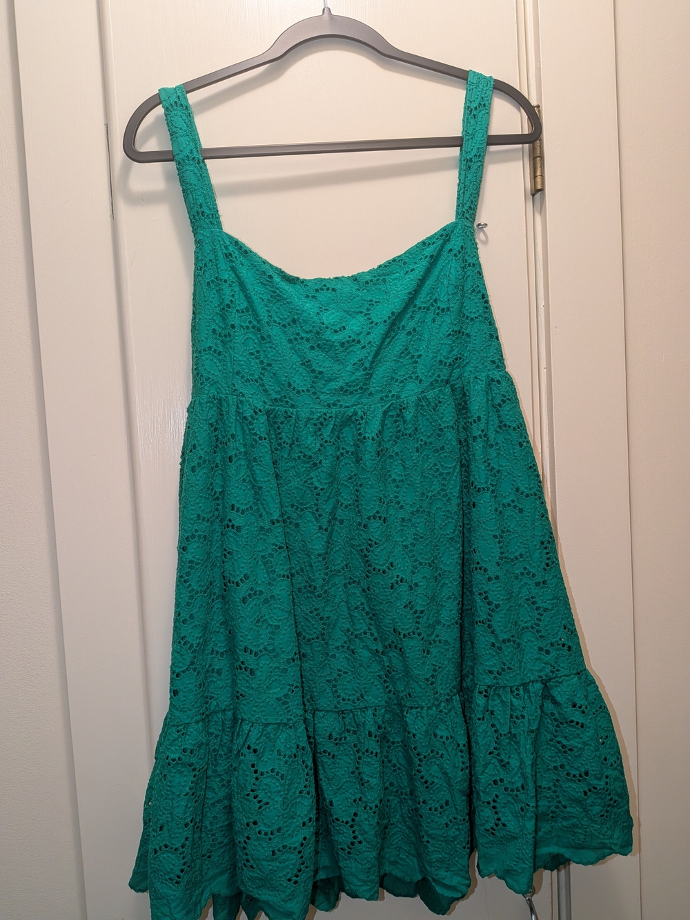 ARULA Kelly Green Eyelet Tiered Midi Babydoll Dress Plus Size 1X